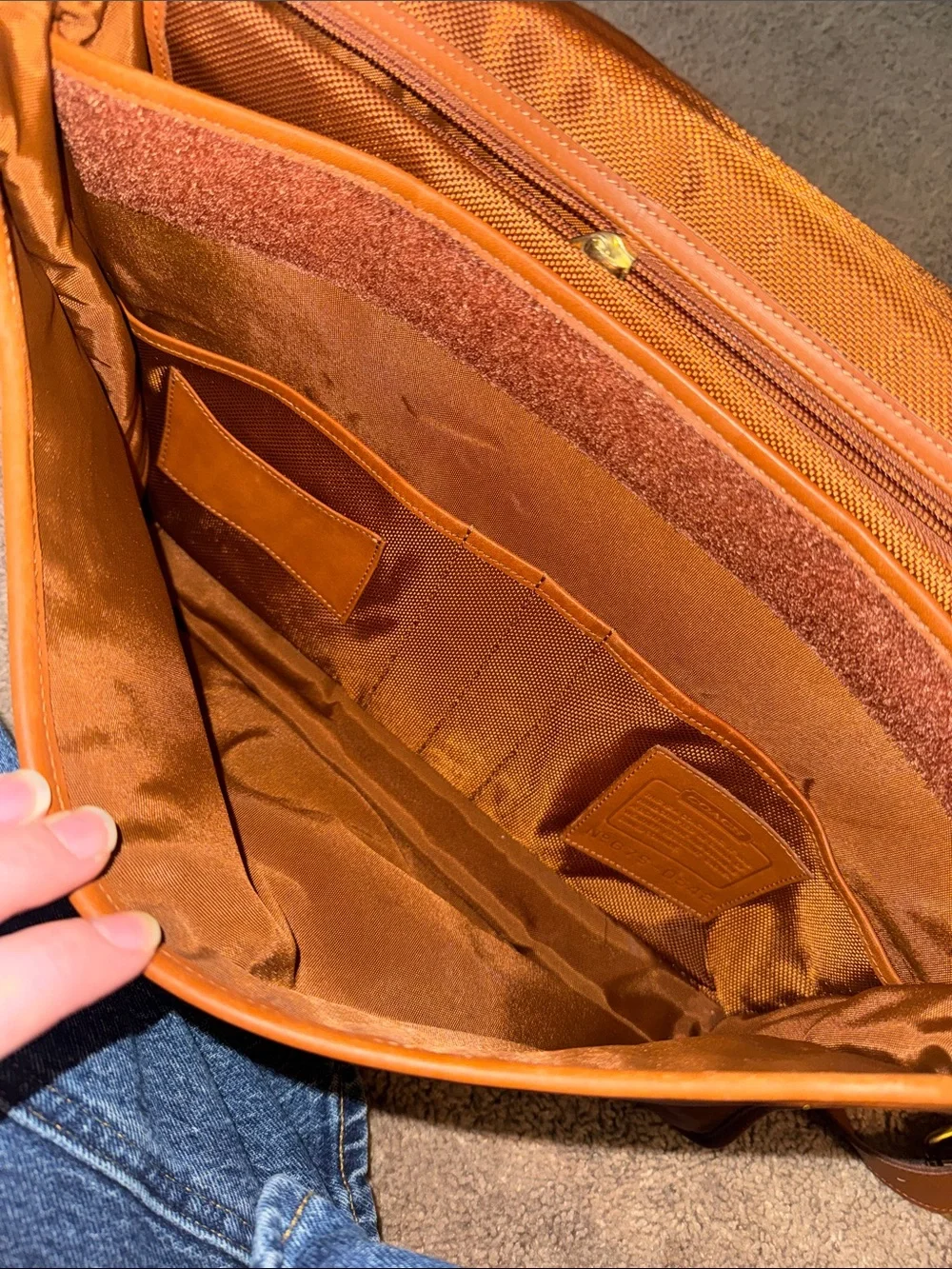 Coach Classic Brown Leather Messenger Bag with Shoulder Strap